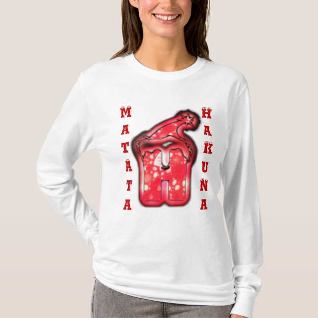 Camiseta HO HO Papais noeis Natal HakunaMatata Gift Camiset (Frente)