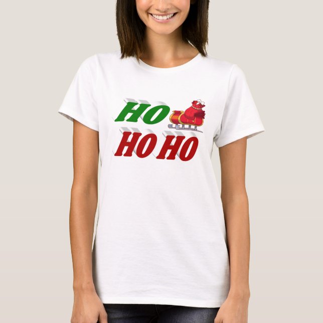 Camiseta Ho Ho Papais noeis Sleigh (Frente)