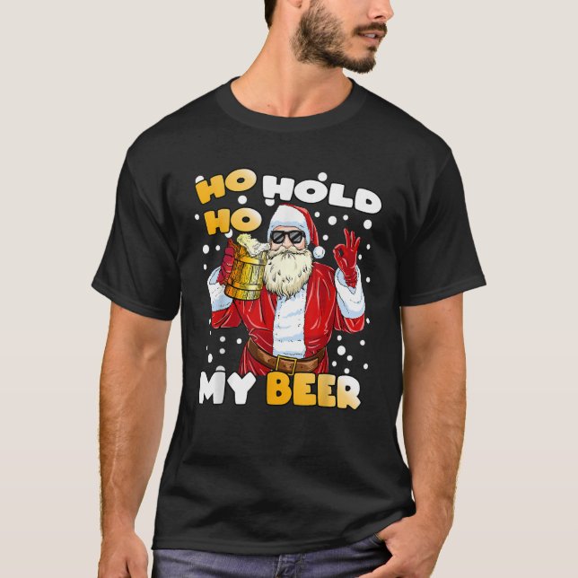 Camiseta Ho Ho Segure Minhas Papais noeis Engraçadas De Cer (Frente)