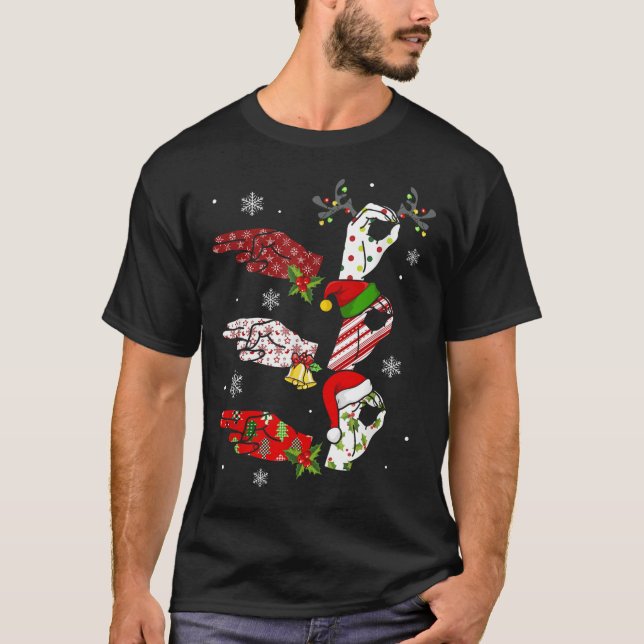 Camiseta Ho Ho Sinal Linguagem de Voo Orgulho Surdo Pijama (Frente)