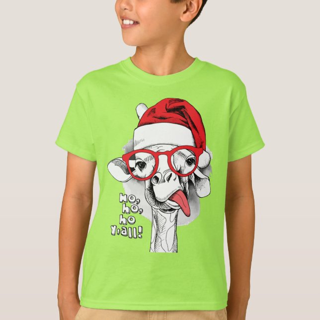 Camiseta Ho Ho Y'all Giraffe Boys T-Shirt (Frente)
