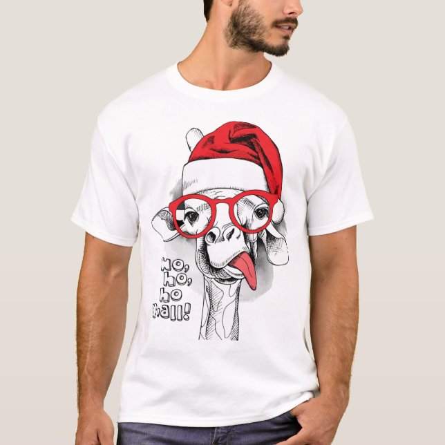 Camiseta Ho Ho Y'all Giraffe Men (Frente)