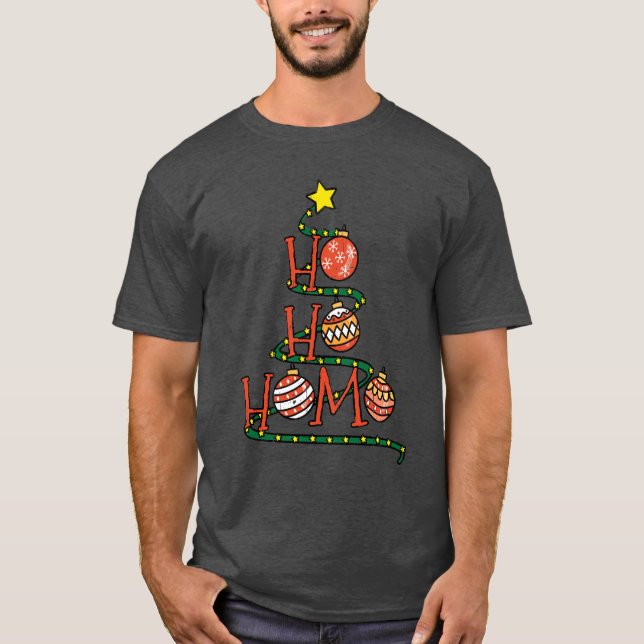 Camiseta "Ho Homo" Gay de Árvore de Natal w Bolas Engraçado (Frente)