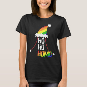 Camiseta Ho Homo Raparigas Santa Hat Orgulho LGBT Natal Fl