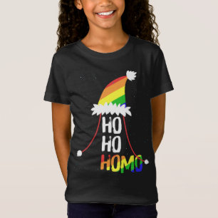 Camiseta Ho Homo Raparigas Santa Hat Orgulho LGBT Natal Fl