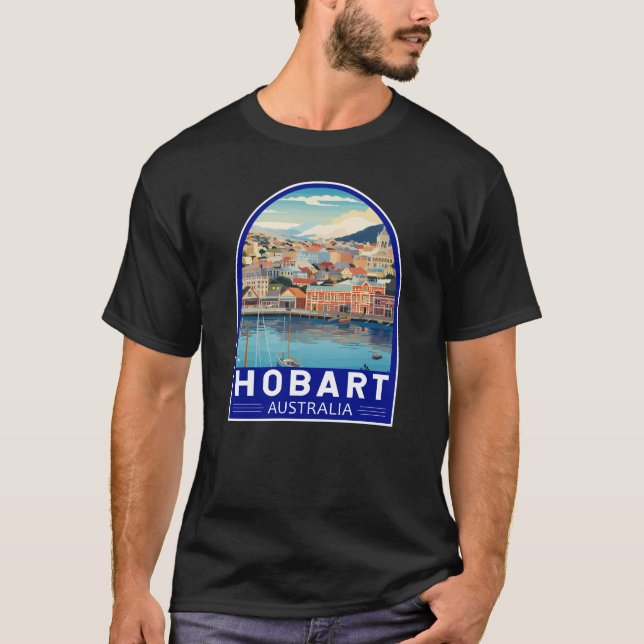 Camiseta Hobart Austrália Viagem Art Vintage (Frente)