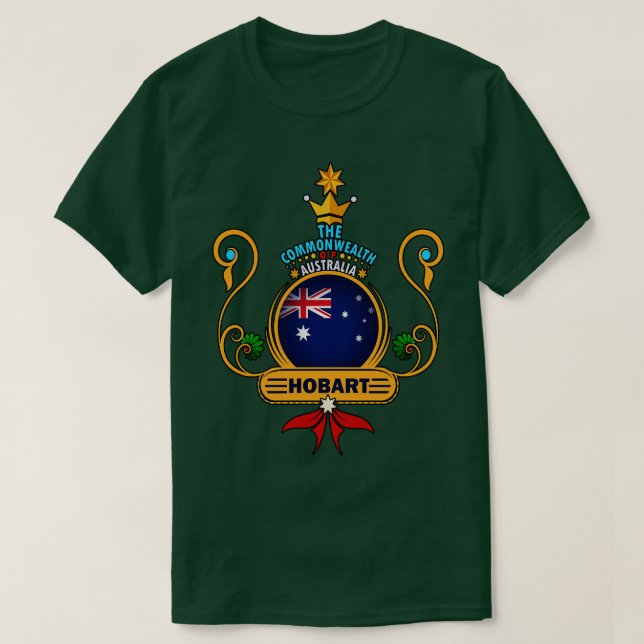 Camiseta Hobart City Pride Ouro australiano Flag Souvenir (Frente do Design)