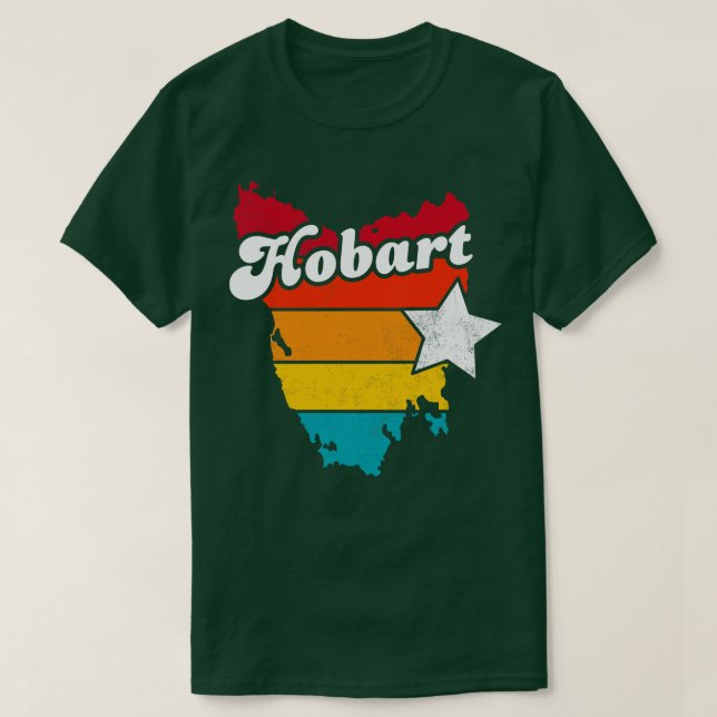 Camiseta Hobart Tasmânia Vintage angustiou Souvenir 2 (Frente do Design)