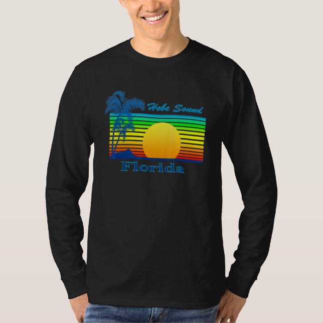 Camiseta Hobe Sound Florida Retro Tropical Beach Sunset (Frente)