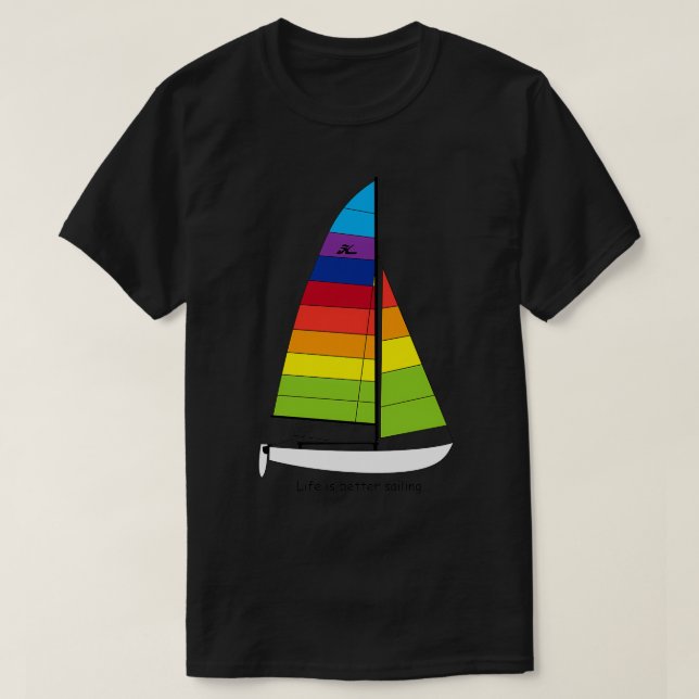 Camiseta Hobie 16 Catamaran A vida no veleiro é melhor nave (Frente do Design)