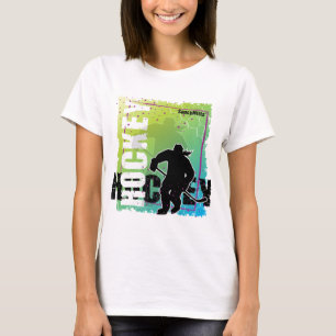 Camiseta Hockey com abstrato (fêmea)