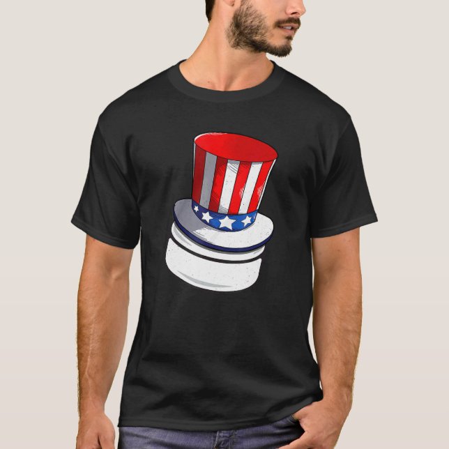 Camiseta Hockey Com Bandeira Americana Hat Patriótico 4º De (Frente)