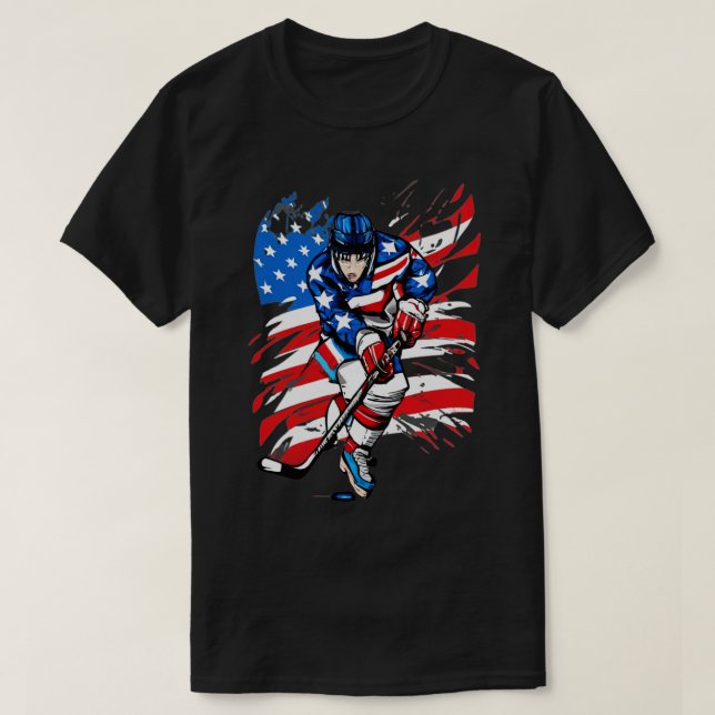 Camiseta Hockey com design de Bandeira Americana (Frente do Design)
