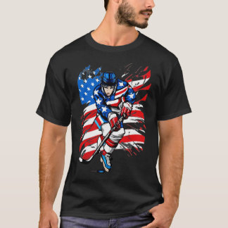 Camiseta Hockey com design de Bandeira Americana