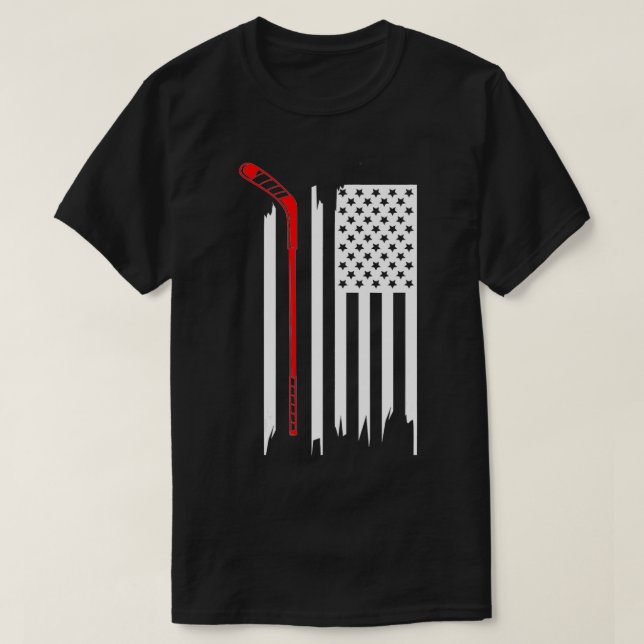 Camiseta Hockey com Roupa de Hockey com Bandeira Americana1 (Frente do Design)