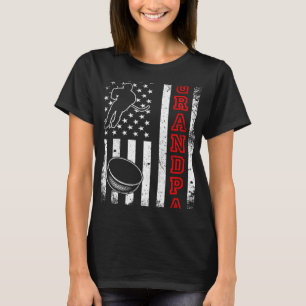 Camiseta Hockey com vovô americano Flag Engraçado