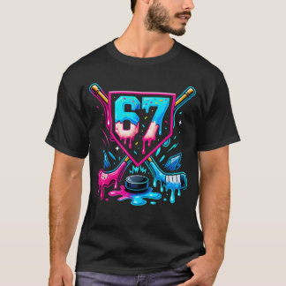 Camiseta Hockey Drip 6 7 Número 67 Seis Sete Meme Homens