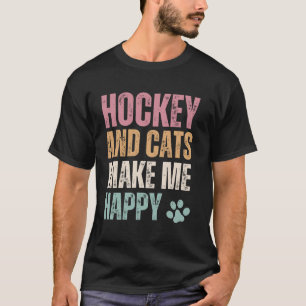 Camiseta Hockey E Gatos Me Tornem Feliz Engraçado
