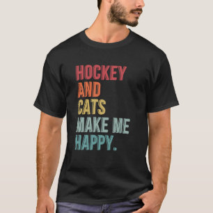 Camiseta Hockey E Gatos Me Tornem Feliz Engraçado