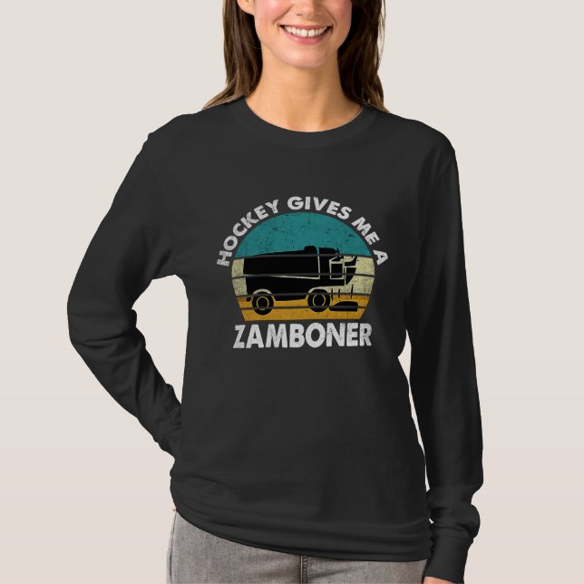 Camiseta Hockey Gives Me A Zamboner Funny Hockey Retro Vint (Frente)