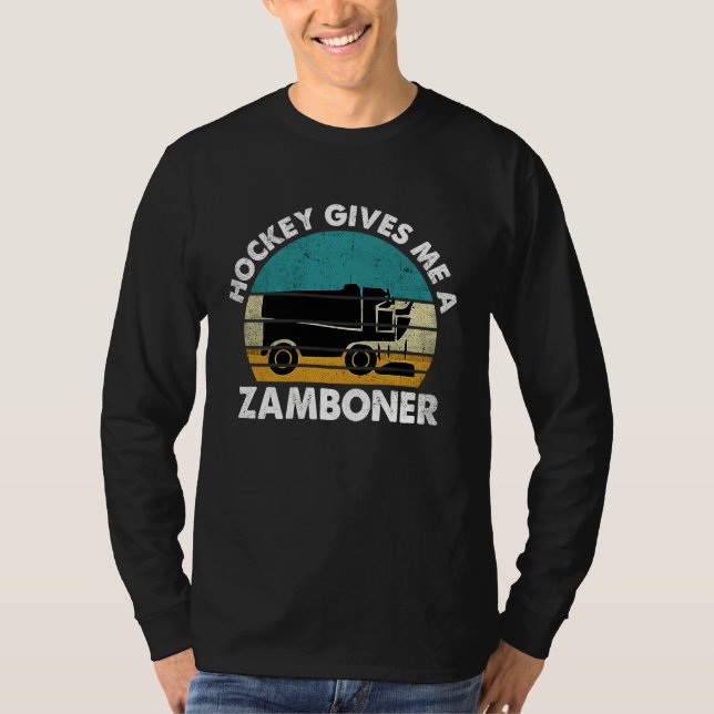 Camiseta Hockey Gives Me A Zamboner Funny Hockey Retro Vint (Frente)