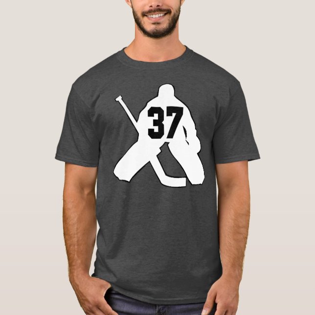 Camiseta Hockey Goalie Seu Número 37 Homens Meninas Meninas (Frente)