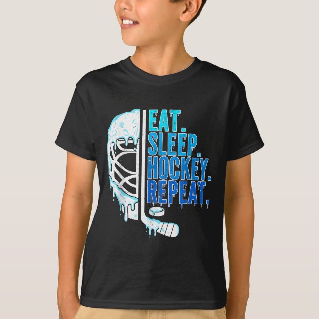 Camiseta Hockey Ice Cream Drip Eat Sleep Hockey Repeat Boys (Frente)