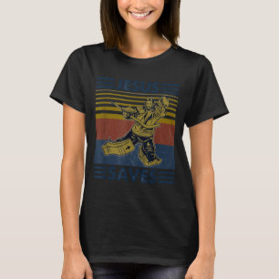 Camiseta Hockey Jesus Salva Funny Hockey A Caixa De Penalid