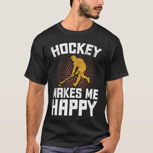 Camiseta Hockey Makes Me Happy Ice Hockey Frisbee  1 (Frente)