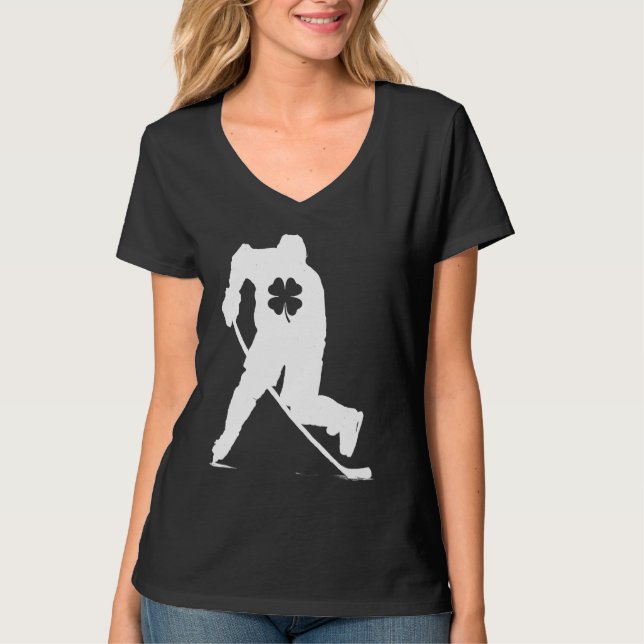 Camiseta Hockey Player Lucky Shamrock C St Patricks Day Boy (Frente)
