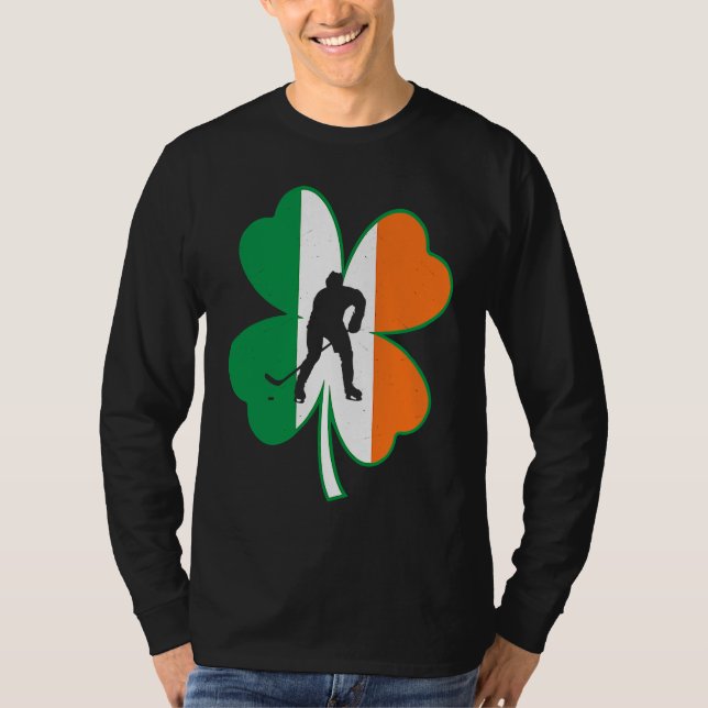 Camiseta Hockey Player Lucky Shamrock Ireland Flag St Patri (Frente)