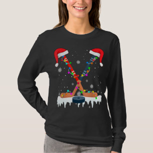 Camiseta Hockey Santa Hat O Natal Luz O Esporte Engraçado X