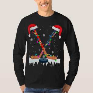 Camiseta Hockey Santa Hat O Natal Luz O Esporte Engraçado X