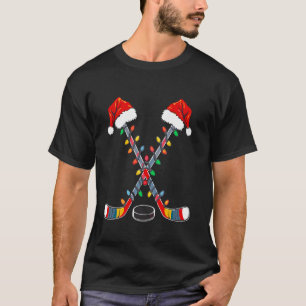 Camiseta Hockey Santa Hat O Natal Luz O Esporte Engraçado X