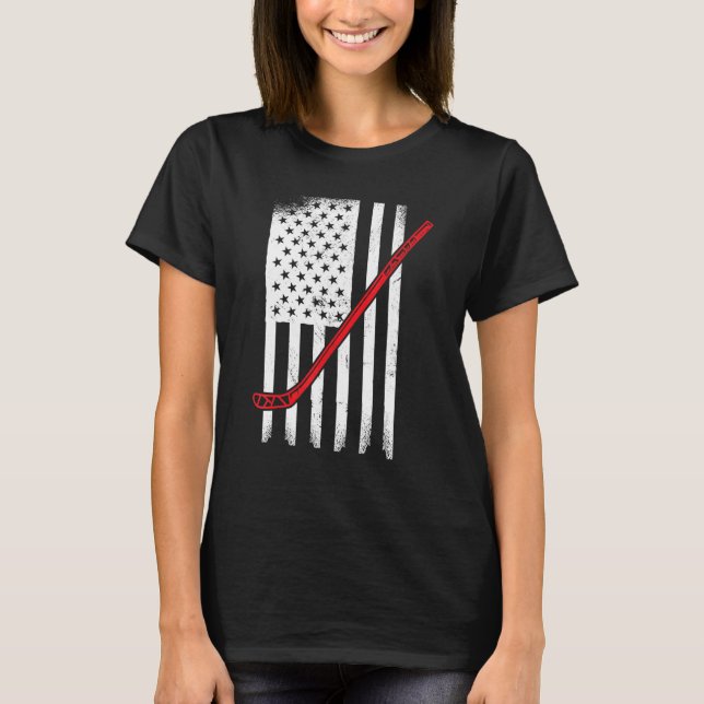 Camiseta Hockey Stick US Flag Hockey USA Flag Ice Hockey (Frente)