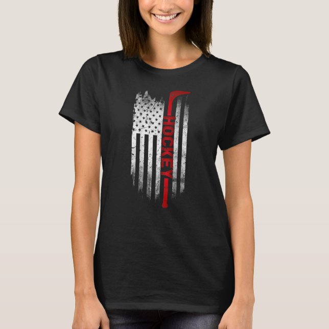 Camiseta Hockey Stick USA Flag Sports Patriotic Ice Hockey (Frente)