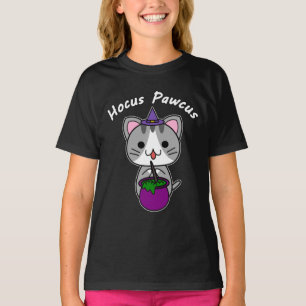 Camiseta Hocus Pawcus - Cinza por Cat - Escrevendo Branco