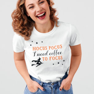 Camiseta Hocus Pocus Café Foco Laranja Mulheres Halloween