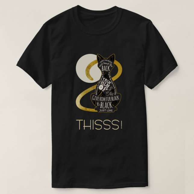 Camiseta Hocus Pocus Cat Spell - Apenas. Tipo. Isto! (Frente do Design)