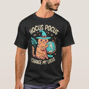 Camiseta Hocus Pocus Eu Mudo Meu Locus - Gato de Halloween 