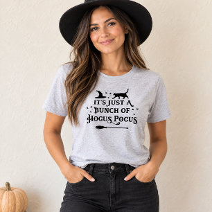 Camiseta Hocus Pocus Gata Preta Bruxa Cinza Feminino Hallow