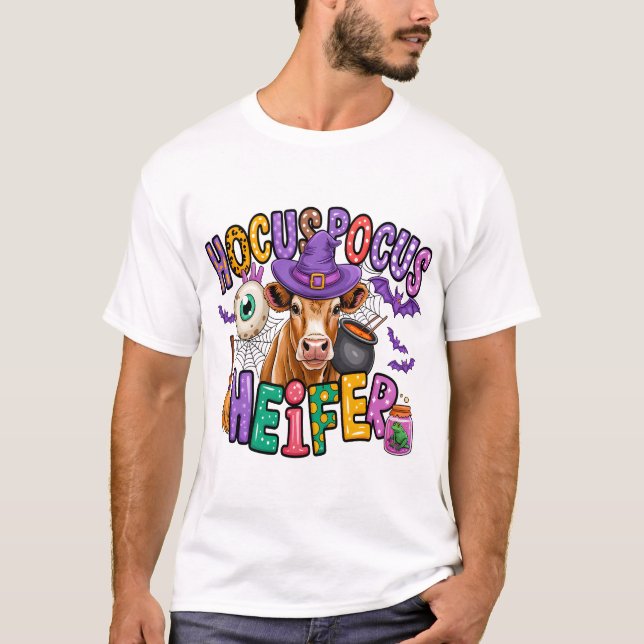 Camiseta Hocus Pocus Heifer Halloween Cow (Frente)