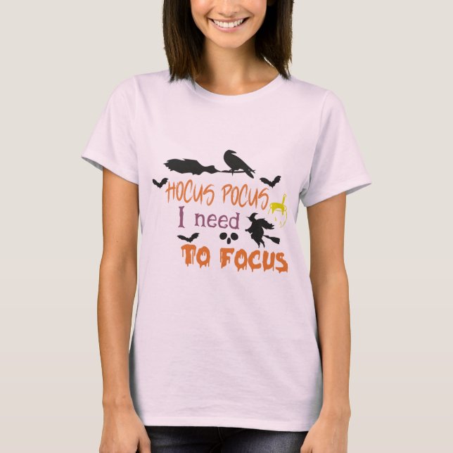 Camiseta Hocus Pocus Modern Orange and Black Halloween (Frente)