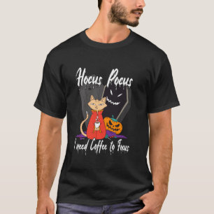 Camiseta Hocus Pocus. Preciso De Café Para Concentrar Gato