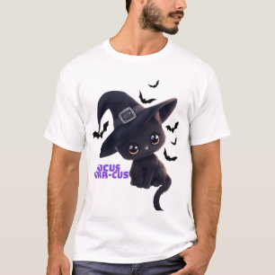 Camiseta Hocus Purr-cus Gato Preto Fofo Arte de Halloween C