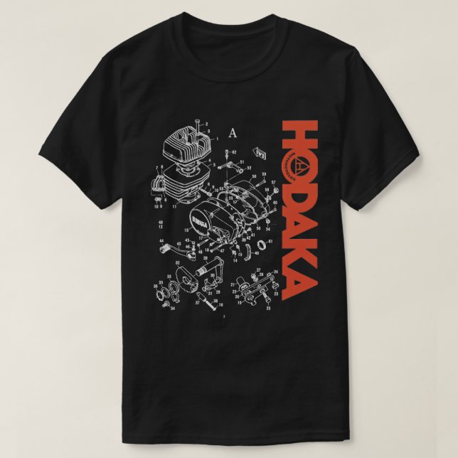 Camiseta Hodaka 1970 Motocicleta Dirtbike Black Exploded En (Frente do Design)