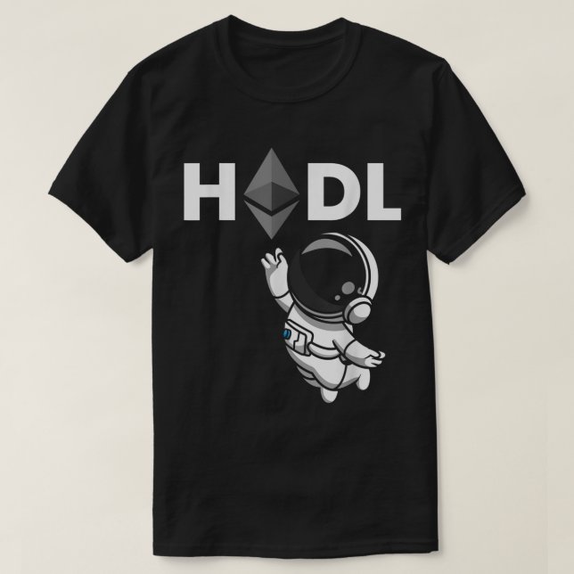 Camiseta HODL Ethereum Astronaut Crypto Design (Frente do Design)