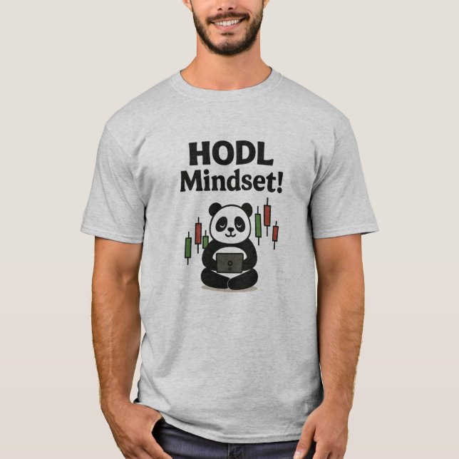 Camiseta HODL Mindset Panda - Motivação de Negociação de Cr (Frente)