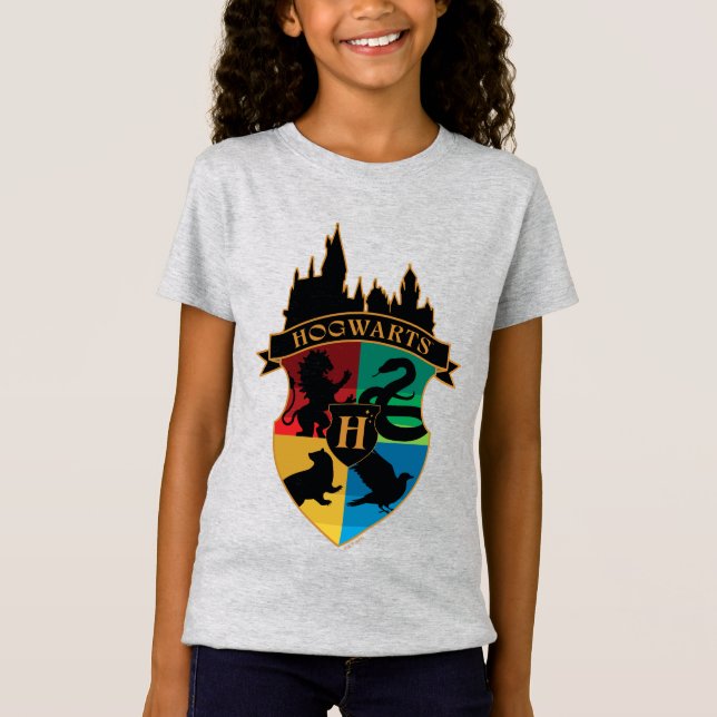 Camiseta HOGWARTS™ Castle Crest House Pride Badge (Frente)