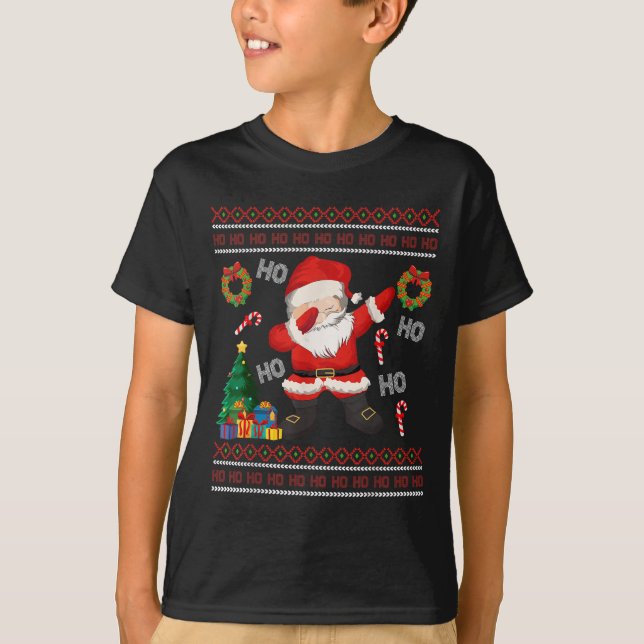 Camiseta Hohoho Santa Claus Dabbing Ugly Christmas Sweater (Frente)